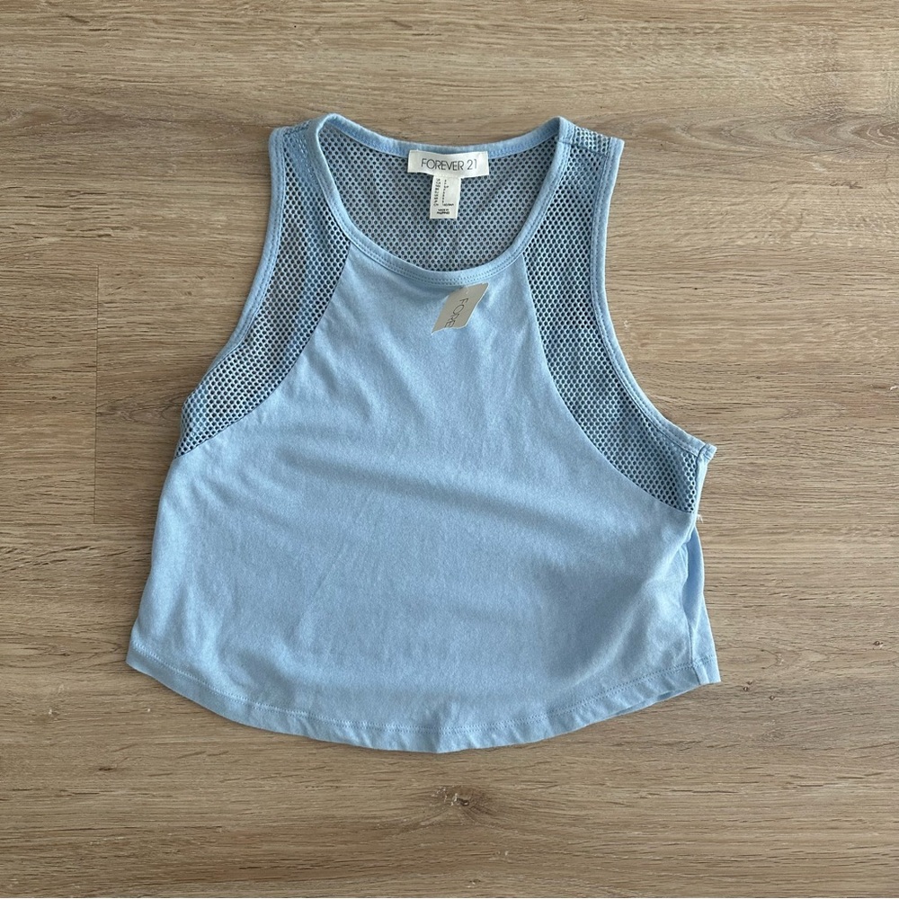 Forever 21 Light Blue Mesh Tank Top